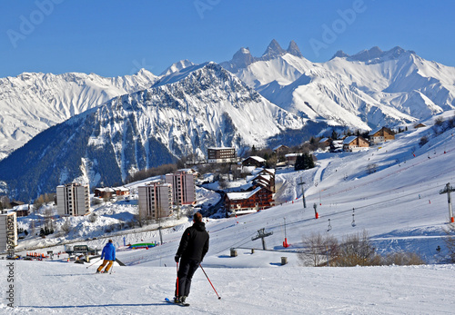 Station De Ski Dans Les Alpes Buy This Stock Photo And Explore