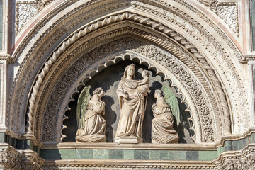 Wall Mural - fragment of the facade of cathedral Santa Maria del Fiore (Duomo), Florence, Italy