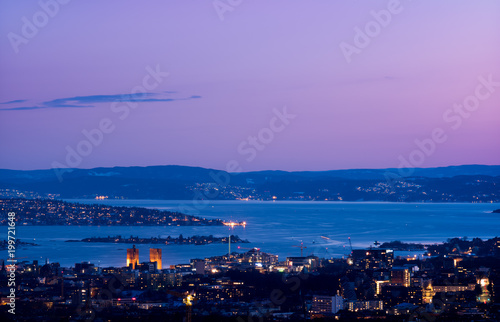Oslo in the evening, seen from Grefsenkollen. Slika na platnu