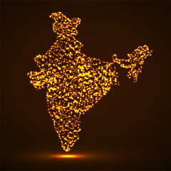 Poster - Abstract map of India with glowing particles