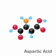 Wall Mural - Molecular omposition and structure of Aspartic acid, Asp, best for books and education