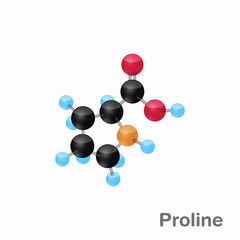 Wall Mural - Molecular omposition and structure of Proline, Pro, best for books and education