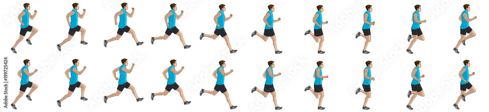 Man Run Cycle Animation Sprite Sheet, Jogging, Running, Stock Vector ...