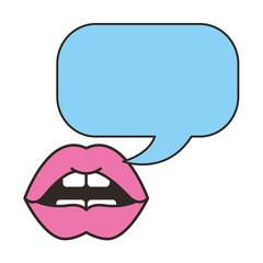 Wall Mural - lips femenine with speech bubble vector illustration design