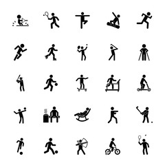 Canvas Print - Icon set of active people. Sport, leisure, fitness. Activity concept. For topics like healthy lifestyle, professional sport, outdoor activities