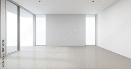 Wooden Floor With Gray Concrete Wall Background In Large