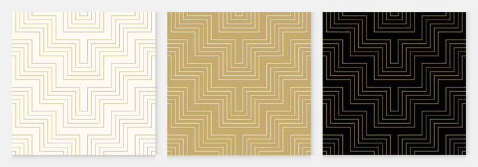Aufkleber - Pattern seamless chevron abstract wave background stripe gold luxury color and line. Geometric line vector.