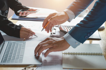 Fototapete - business teamwork checking report finance and accounting in office