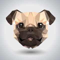 Wall Mural - Abstract polygonal tirangle animal pug-dog. Hipster animal illustration.