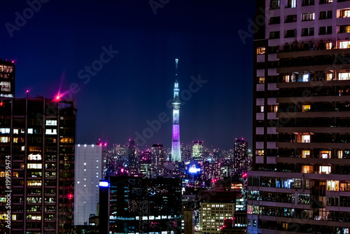日本 東京 東京スカイツリー 夜景 絶景 トワイライト 大都会の夜風景 Stock Photo Adobe Stock