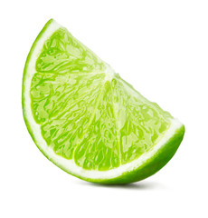 Wall Mural - single slice of lime isolated on white background