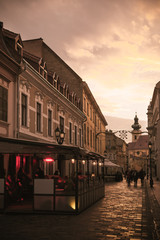 Wall Mural - Image of evening streets of Gyor in Hungary