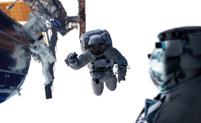 Wall Mural - astronaut working on a space station 3d rendering elements of this image furnished by nasa