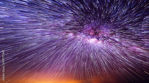 Night sky with vortex star trails. Poster Mural XXL