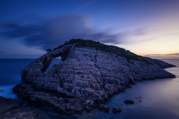 Wall Mural - Landscape view of rocky formations Korakonisi in Zakynthos, Greece.Beautiful summer sunset, magnificent seascape.