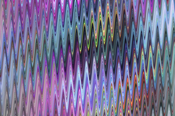 Abstract violet, orange and blue zigzag texture. Fractal background. Fantasy digital art. 3D rendering.