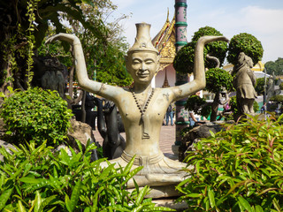 Bangkok, Thailand - Circa January 2018: Reusi Dat Ton (Thai Yoga) statue at famous Wat Pho (Buddhist Temple)