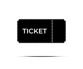 Wall Mural - Black ticket icon on white background. Vector illustration.