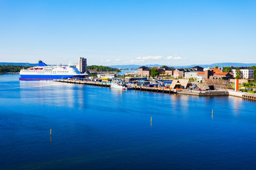 Sticker - Aker Brygge aerial view, Oslo