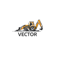 Poster - Backhoe tractor in vector.