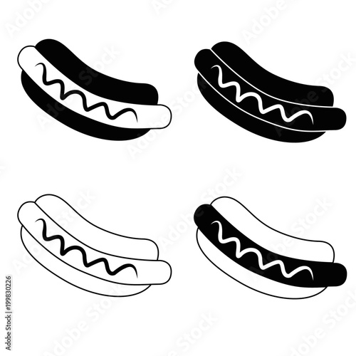 Hot Dog Vector Black And White - Cat's Blog