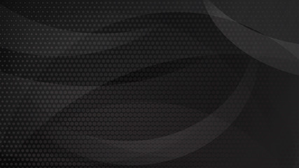 Abstract background of curved lines, curves and halftone dots in black and gray colors