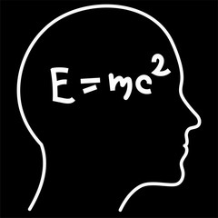 Wall Mural - scientific thinking. outline of head filling formulas. can illustrate topics related to science.