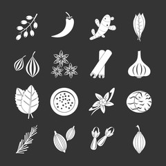 Canvas Print - Spice icons set grey vector