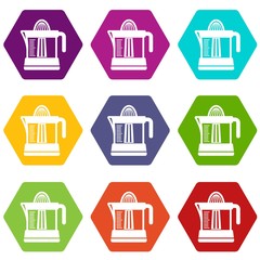 Wall Mural - Juicer icons set 9 vector