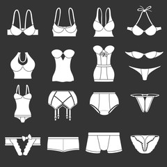 Canvas Print - Underwear icons set grey vector