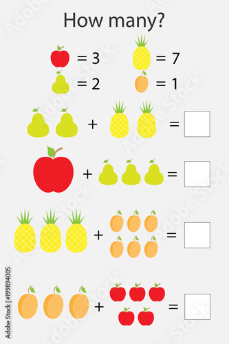 how many counting game with fruit for kids educational maths task for