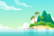 Tropical island with palm trees. Summer vacation. Vector illustration.
