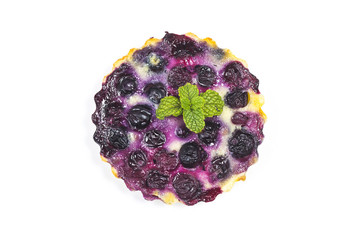 Poster - Blueberry tart, pie, tartlet with vanilla custard.