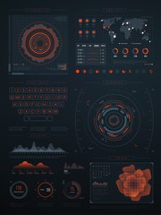 Poster - Digital futuristic hud virtual interface. Vector technology screen with data graphs