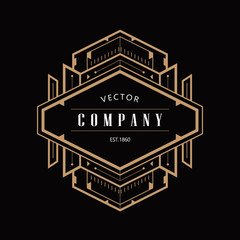 Wall Mural - vintage badge art deco logo design vector illustration