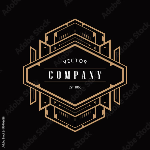 vintage badge art deco logo design vector illustration