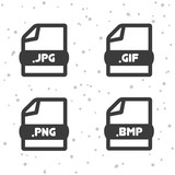 Vetor de Image file icons. Download JPG, PNG, GIF and BMP symbol sign. Web  Buttons. Eps10 Vector. do Stock