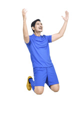 Poster - Attractive asian football player happy celebrate