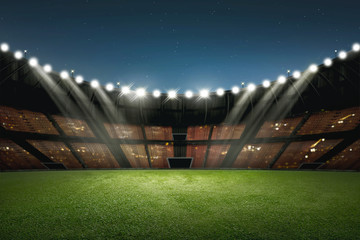 Canvas Print - Modern building of soccer stadium with illumination