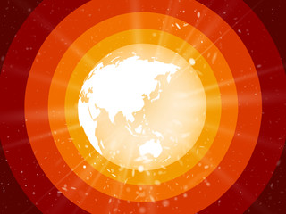 Wall Mural - internet concept of global business, planet earth with starburst on red background asia view
