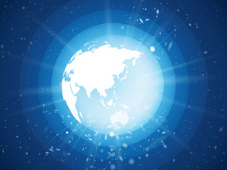 Wall Mural - internet concept of global business, blue planet earth with starburst asia view