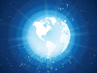 Wall Mural - internet concept of global business, blue planet earth with starburst america view