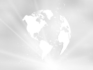 Wall Mural - planet earth with starburst on grey background america view