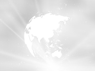 Wall Mural - planet earth with starburst on grey background asia view