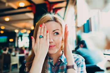 Positive funny happy woman portrait