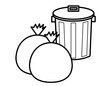 ゴミ箱(線画、模様、袋1,2)