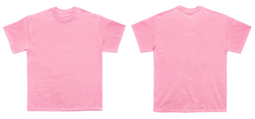 blank t shirt color light pink template front and back view on white background