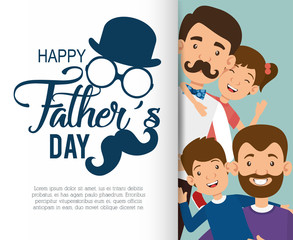 Sticker - best father with daughter and son avatars vector illustration design