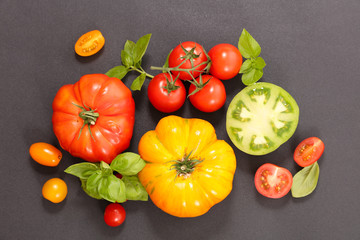 Poster - colorful tomatoes and basil