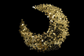 Poster - Glitter crescent on black